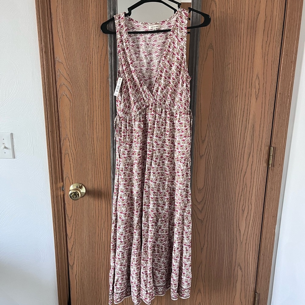 Max Studio Red and White Patterned Maxi Dress